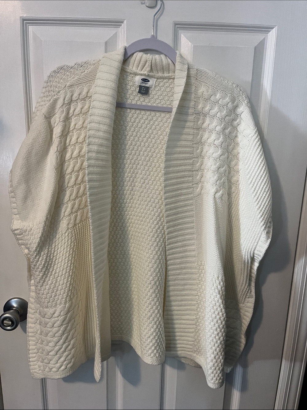 Old Navy Ivory Open Cable & Textured Knit Cardigan